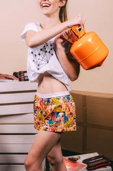 Dámské trenky - Dámské trenky s vytkávanou gumou REPRE4SC POP ART BABES - R2W-BOX-0714S - S