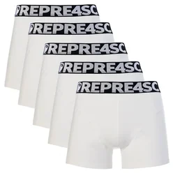 Pánské boxerky SPORT - Pánské boxerky s vytkávanou gumou REPRE4SC 5PACK SPORT WHITE - R6M-BOX-0452S - S