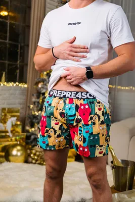 Pánské trenky s vytkávanou gumou EXCLUSIVE MIKE - Pánske trenky REPRE4SC EXCLUSIVE MIKE CAT FANS - R4M-BOX-0706S - S