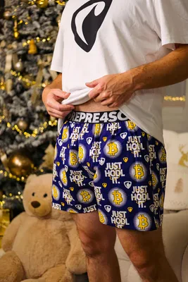 Pánské trenky s vytkávanou gumou EXCLUSIVE MIKE - Pánské trenky s vytkávanou gumou REPRE4SC EXCLUSIVE MIKE JUST HODL IT - R5M-BOX-0711S - S