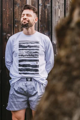 Pánské trenky všitá guma EXCLUSIVE ALI - Pánské trenky s všitou gumou REPRE4SC EXCLUSIVE ALI GREY - R3M-BOX-0627M - M