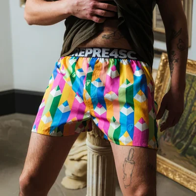 Pánské trenky s vytkávanou gumou EXCLUSIVE MIKE - Pánské trenky s vytkávanou gumou REPRE4SC EXCLUSIVE MIKE PASTEL UP! - R4M-BOX-0726S - S