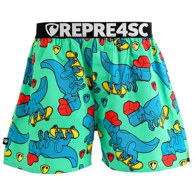 Pánské trenky s vytkávanou gumou EXCLUSIVE MIKE - Pánské trenky s vytkávanou gumou REPRE4SC EXCLUSIVE MIKE SKATING T-REX - R4M-BOX-0708S - S