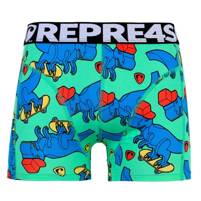 Pánské boxerky SPORT - Pánské boxerky s vytkávanou gumou REPRE4SC SPORT SKATING T-REX - R4M-BOX-0408S - S