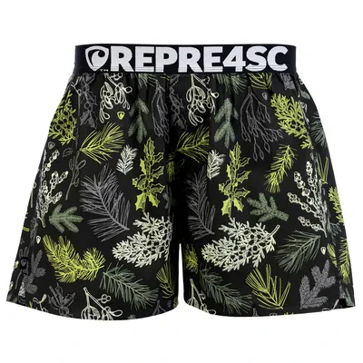 Pánské trenky s vytkávanou gumou EXCLUSIVE MIKE - Pánské trenky s vytkávanou gumou REPRE4SC EXCLUSIVE MIKE PRICKLY TREETOP - R4M-BOX-0724S - S