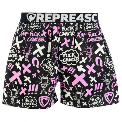 Pánské trenky s vytkávanou gumou EXCLUSIVE MIKE - Pánské trenky s vytkávanou gumou REPRE4SC EXCLUSIVE MIKE FUCK CANCER - R5M-BOX-0713S - S