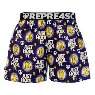 Pánské trenky s vytkávanou gumou EXCLUSIVE MIKE - Pánské trenky s vytkávanou gumou REPRE4SC EXCLUSIVE MIKE JUST HODL IT - R5M-BOX-0711S - S