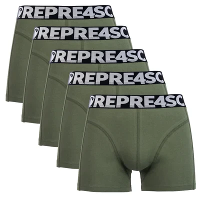 Pánské boxerky SPORT - Pánské boxerky s vytkávanou gumou REPRE4SC 5PACK SPORT GREEN - R6M-BOX-0455S - S