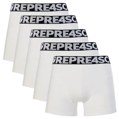 Pánské boxerky SPORT - Pánské boxerky s vytkávanou gumou REPRE4SC 5PACK SPORT WHITE - R6M-BOX-0452S - S