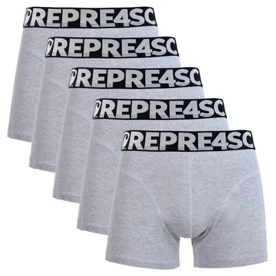 Pánské boxerky SPORT - Pánské boxerky s vytkávanou gumou REPRE4SC 5PACK SPORT GREY - R6M-BOX-0453S - S