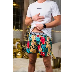 Pánské trenky s vytkávanou gumou EXCLUSIVE MIKE - Pánské trenky s vytkávanou gumou REPRE4SC EXCLUSIVE MIKE CAT FANS - R4M-BOX-0706S - S