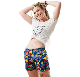 Ladies boxershorts with woven label BELLA - Women's boxer shorts REPRE4SC BELLA BURNING VALENTINE - R4W-BOX-0605S - S