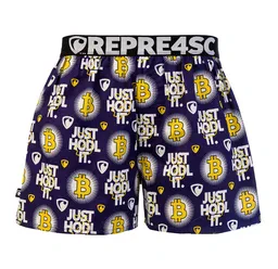 Pánské trenky s vytkávanou gumou EXCLUSIVE MIKE - Pánské trenky s vytkávanou gumou REPRE4SC EXCLUSIVE MIKE JUST HODL IT - R5M-BOX-0711L - L