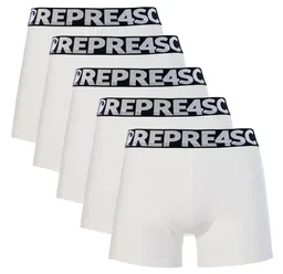 Pánské boxerky SPORT - Pánské boxerky s vytkávanou gumou REPRE4SC 5PACK SPORT WHITE - R6M-BOX-0452S - S
