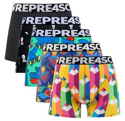 Pánské boxerky SPORT - Pánské boxerky s vytkávanou gumou REPRE4SC 5PACK SPORT ARTWORK - R6M-BOX-0459S - S