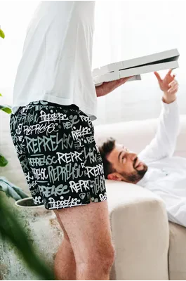 Pánské trenky s vytkávanou gumou EXCLUSIVE MIKE - Pánské trenky s vytkávanou gumou REPRE4SC EXCLUSIVE MIKE SIGNATURE - R4M-BOX-0713S - S