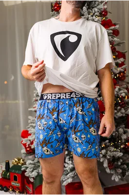 Pánské trenky s vytkávanou gumou EXCLUSIVE MIKE - Pánské trenky s vytkávanou gumou REPRE4SC EXCLUSIVE MIKE ICE LAND - R5M-BOX-0707S - S