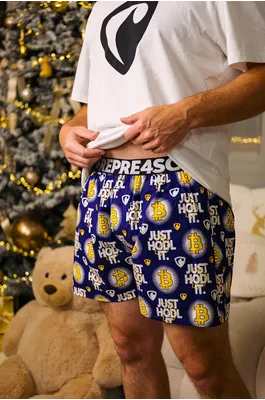 Pánské trenky s vytkávanou gumou EXCLUSIVE MIKE - Pánské trenky s vytkávanou gumou REPRE4SC EXCLUSIVE MIKE JUST HODL IT - R5M-BOX-0711S - S