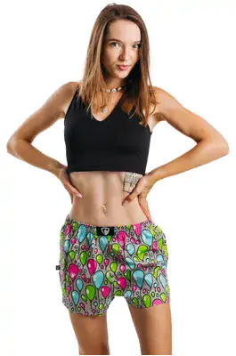 Ladies boxershorts with woven label BELLA - Women's boxer shorts Repre BELLA 99 LUFTBALONS - R3W-BOX-0616S - S