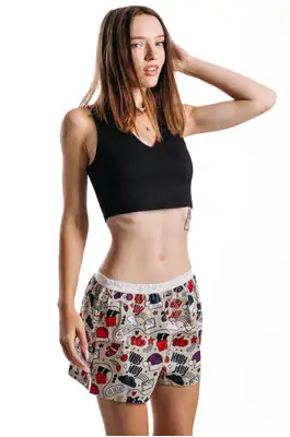 Damen boxershorts mit elastischem Bund GIGI - Boxershorts für Frauen Repre GIGI HOLLY JOLLY - R3W-BOX-0718L - L