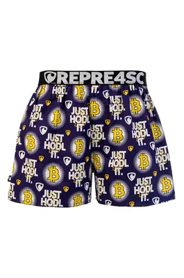 Pánské trenky s vytkávanou gumou EXCLUSIVE MIKE - Pánské trenky s vytkávanou gumou REPRE4SC EXCLUSIVE MIKE JUST HODL IT - R5M-BOX-0711S - S