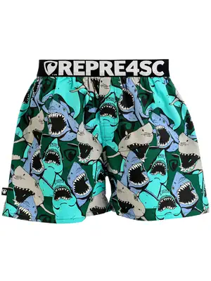 Pánské trenky s vytkávanou gumou EXCLUSIVE MIKE - Pánské trenky s vytkávanou gumou REPRE4SC EXCLUSIVE MIKE HAPPY SHARKS - R4M-BOX-0709S - S