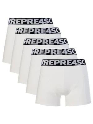 Pánské boxerky SPORT - Pánské boxerky s vytkávanou gumou REPRE4SC 5PACK SPORT WHITE - R6M-BOX-0452S - S