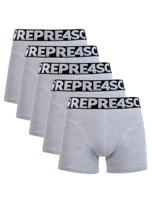 Pánské boxerky SPORT - Pánské boxerky s vytkávanou gumou REPRE4SC 5PACK SPORT GREY - R6M-BOX-0453S - S